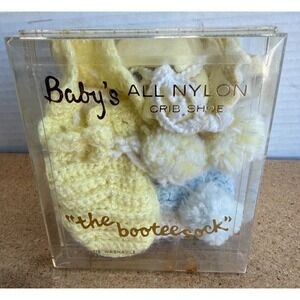 VTG Pre Walkers Crib Shoe 'The Bootee Sock' Lot of 3 Socks Nylon